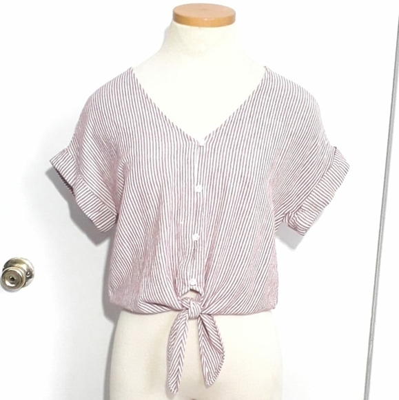 Anthropologie Cloth & Stone | Linen Front Tie Top - Picture 5 of 14